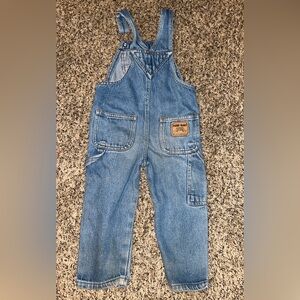 Vintage Faded Glory Blue Denim Kids Overalls size 2T